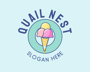 Cute Ice Cream Cone logo design