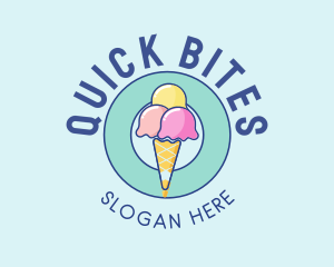 Cute Ice Cream Cone logo design