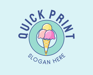 Cute Ice Cream Cone logo design