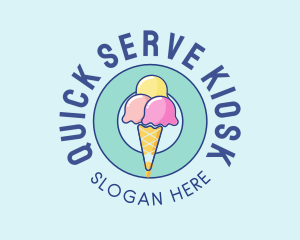 Cute Ice Cream Cone logo design