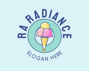 Cute Ice Cream Cone logo design