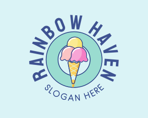 Cute Ice Cream Cone logo design