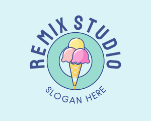 Cute Ice Cream Cone logo design