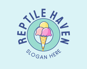 Cute Ice Cream Cone logo design