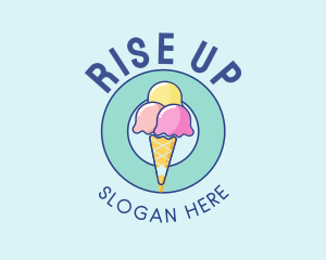 Cute Ice Cream Cone logo design