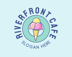 Cute Ice Cream Cone logo design