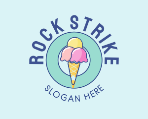 Cute Ice Cream Cone logo design