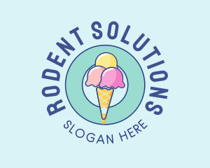 Cute Ice Cream Cone logo design