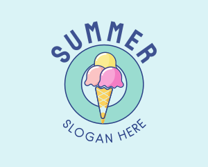 Cute Ice Cream Cone logo design