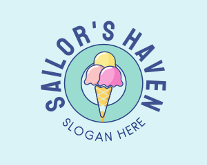 Cute Ice Cream Cone logo design