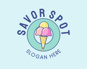 Cute Ice Cream Cone logo design