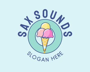 Cute Ice Cream Cone logo design