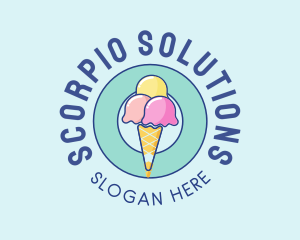 Cute Ice Cream Cone logo design