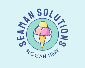 Cute Ice Cream Cone logo design