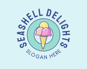 Cute Ice Cream Cone logo design