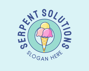 Cute Ice Cream Cone logo design