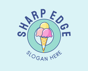 Cute Ice Cream Cone logo design