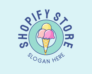 Cute Ice Cream Cone logo design