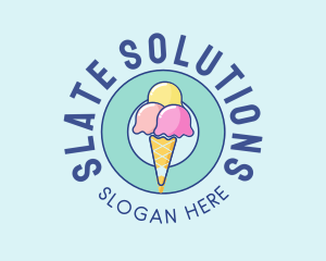 Cute Ice Cream Cone logo design