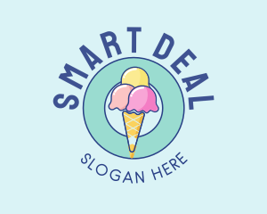 Cute Ice Cream Cone logo design