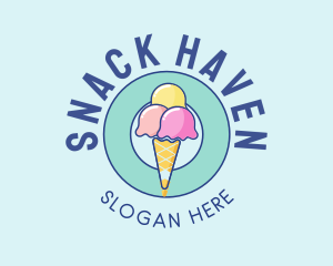 Cute Ice Cream Cone logo design