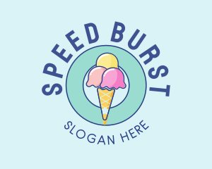 Cute Ice Cream Cone logo design