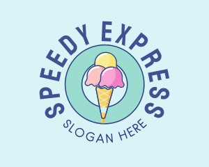 Cute Ice Cream Cone logo design