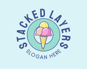 Cute Ice Cream Cone logo design