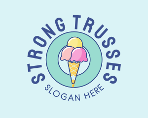 Cute Ice Cream Cone logo design