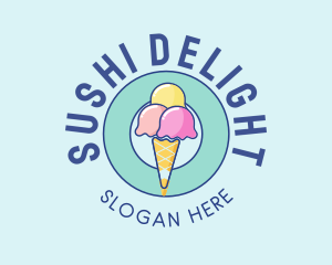 Cute Ice Cream Cone logo design