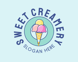 Cute Ice Cream Cone logo design