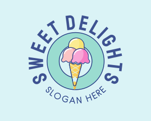 Cute Ice Cream Cone logo design