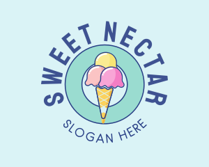 Cute Ice Cream Cone logo design