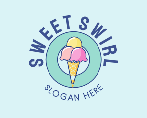 Soft Serve - Cute Ice Cream Cone logo design