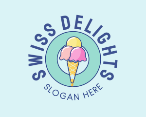 Cute Ice Cream Cone logo design