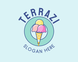 Cute Ice Cream Cone logo design