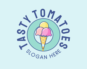 Cute Ice Cream Cone logo design