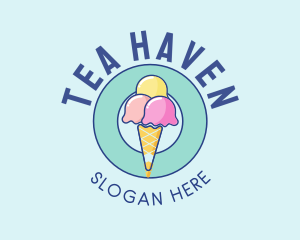 Cute Ice Cream Cone logo design