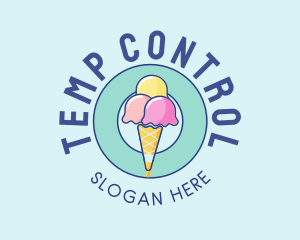 Cute Ice Cream Cone logo design