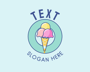 Cute Ice Cream Cone logo design