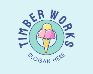 Cute Ice Cream Cone logo design