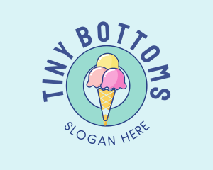 Cute Ice Cream Cone logo design