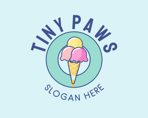 Cute Ice Cream Cone logo design