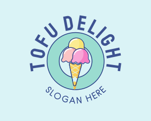 Cute Ice Cream Cone logo design