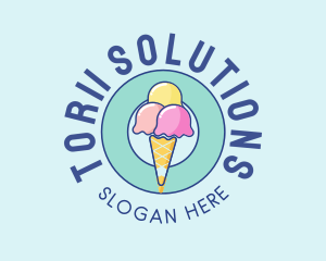 Cute Ice Cream Cone logo design