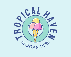 Cute Ice Cream Cone logo design