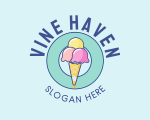 Cute Ice Cream Cone logo design