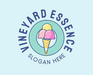 Cute Ice Cream Cone logo design