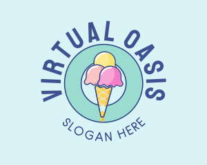 Cute Ice Cream Cone logo design