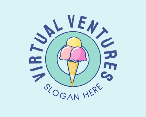 Cute Ice Cream Cone logo design